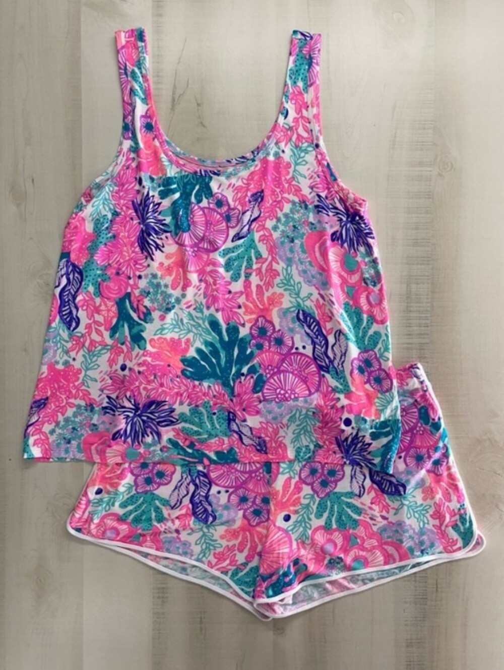 nwot LILLY PULITZER seaside carnival printed soft matching pajamas L